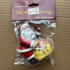 New In Package Old America Stores Vintage Santa Claus Ornament Mini Blow Mold